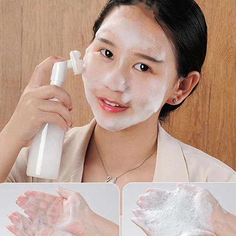 

5 шт., 100-250 мл, портативные пластиковые бутылки для вспенивания мыла с силиконовой массажной щеткой, пустые дорожные контейнеры для очищающего средства для лица