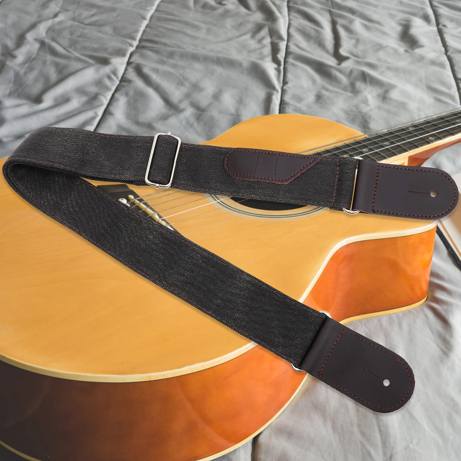 

Guitar Strap Musical Instrument Straps Vintage Embroidered Electric for Denim Padded Retro