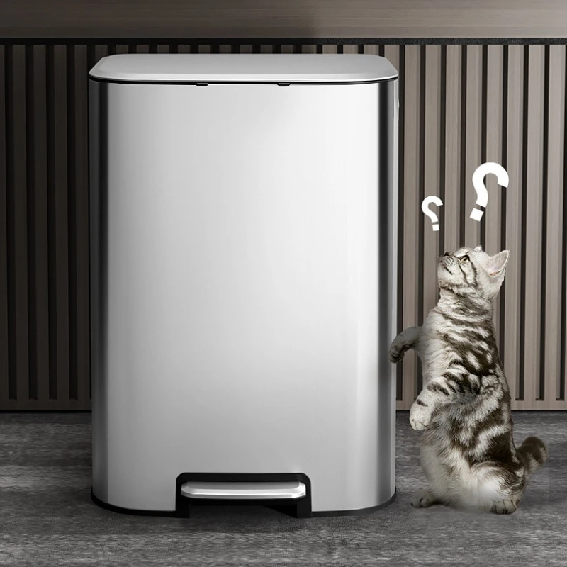 

60-литровое мусорное ведро из нержавеющей стали с педалью, большой емкости, с плавно закрывающейся крышкой, белое, премиум-класса, для дома, кухни, ванной комнаты, офиса