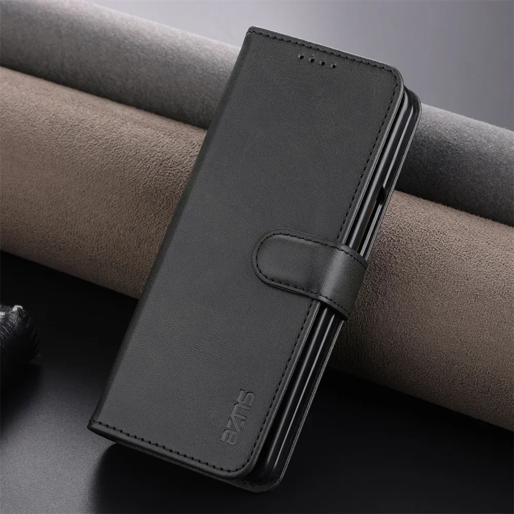 Luxury Flip Skin Feel Leather Phone Case for Samsung Galaxy Z Fold 6 5 4 3 5G PU Card Slot Holder Wallet Shockproof Cover