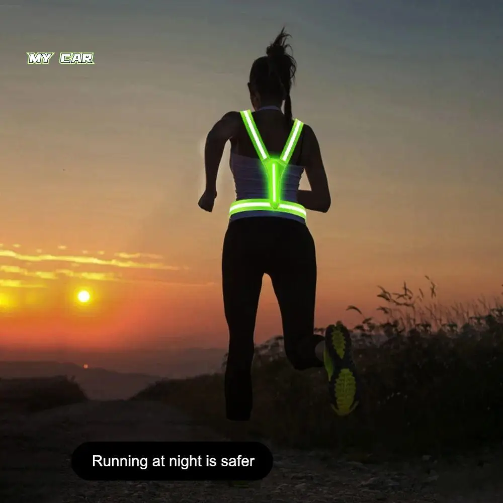 

Jogging Signal Light Reflective Vest Wear Resistant Durable Cycling Vest Elastic Adjustable Buckle LED Vest Safety