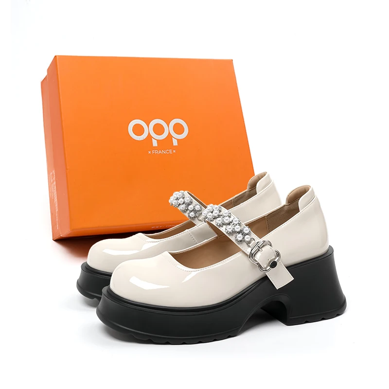 

OPP Women Mary Janes Shoes Daily Fashion Comfortable med Heel Shoes Luxury Design shallow Shoes