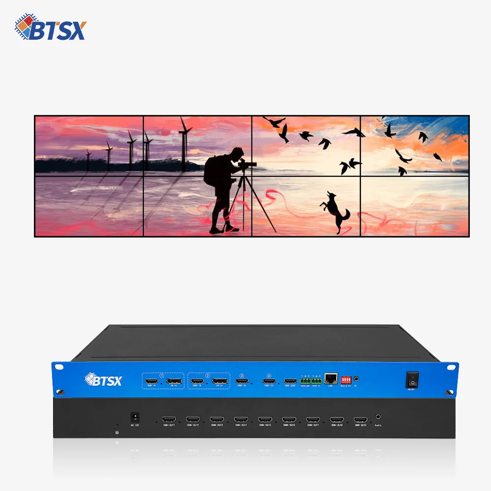 Bitvisus 4K60 2x4 1x9 3x3 Overlay PIP POP 4 Inputs 9 Outputs Video Processor 2x2 2x3 3x3 Video Processor Seamless Switching