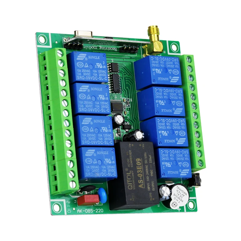 AC85V-220V 8 CH  433/315MHz 10A relay receiver Crane Universal Access Door Learning Code RF Wireless Remote Control Switches