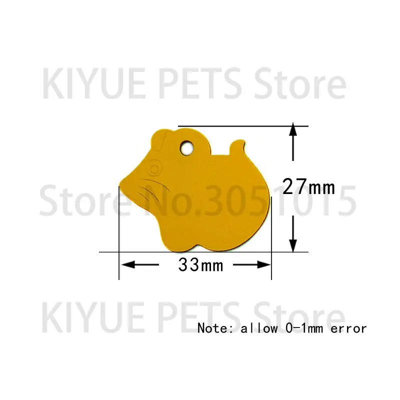 Vente en gros de 100 pendentifs d'identification pour souris en aluminium, personnalisables avec gravure de nom, adresse, téléphone et texte pour l'identification