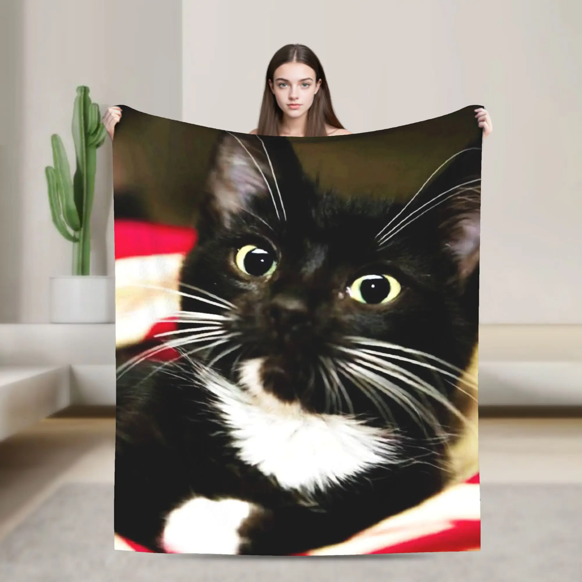 

Cute Cat Super Soft Blanket Boy Girl Plush Throw Blanket Comfortable Outdoor Flannel Bedspread Sofa Bed Cover