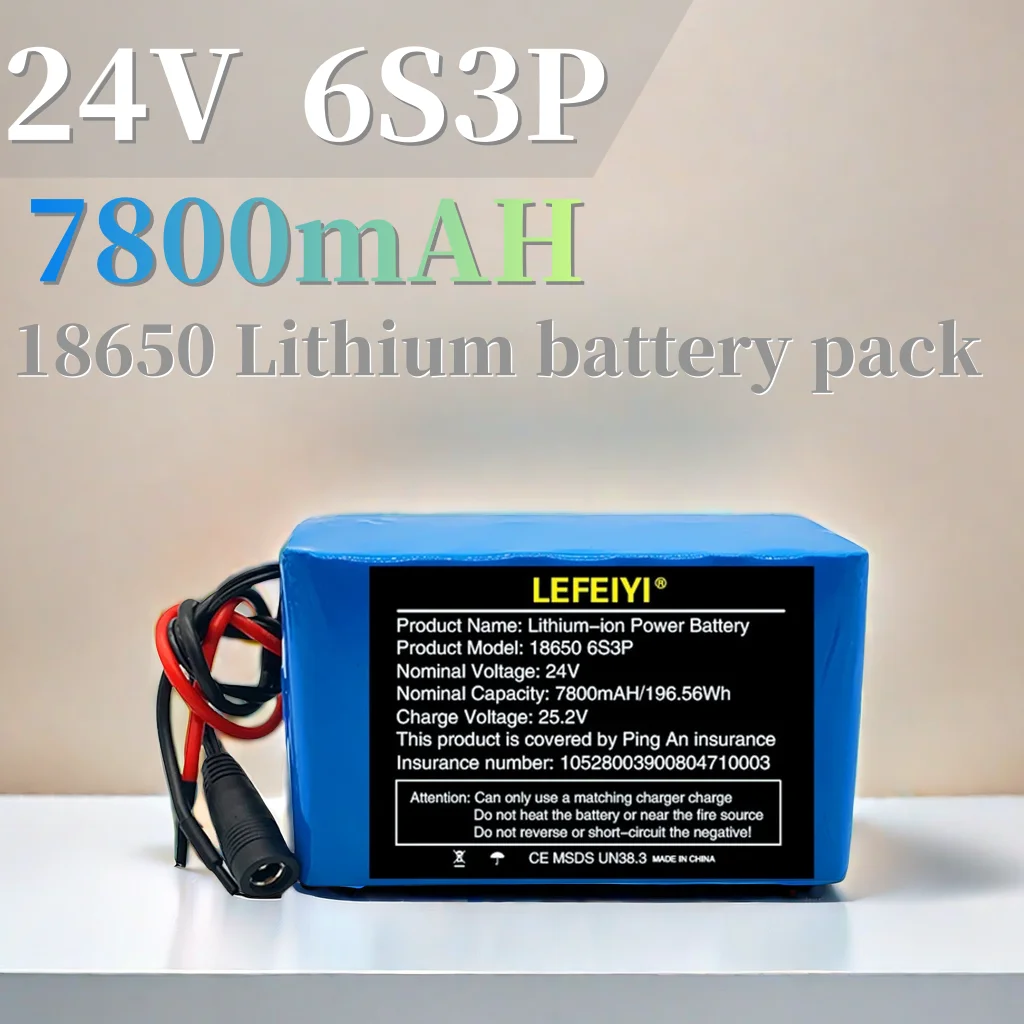 

100% brand new 24V 7.8Ah 6S3P 18650 lithium battery pack 25.2V 7800mAh children's electric vehicle battery+charger