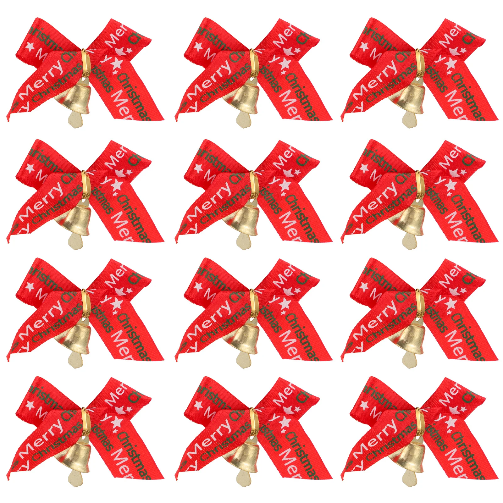 

24Pcs Christmas Ribbon Bows Decorative Butterfly Decoration Gift Wrapping Bells Xmas Supplies Bow Ribbons