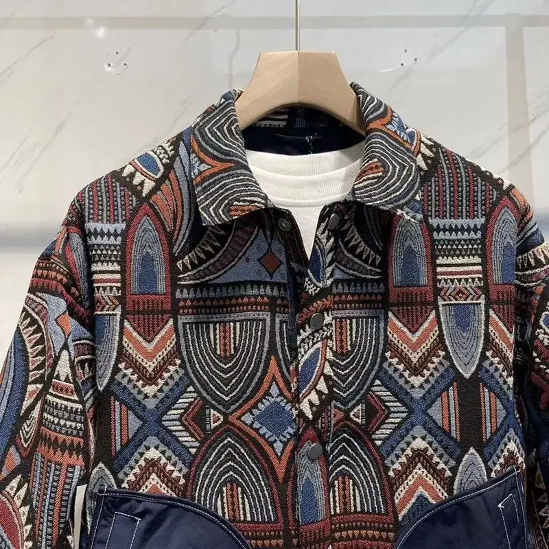 Men\'s Clothing Spring Autumn Shirt Jacket Men Korean Streetwear Trend Fashion Lapel Coat Loose Patchwork Top Bomber Jacket Men