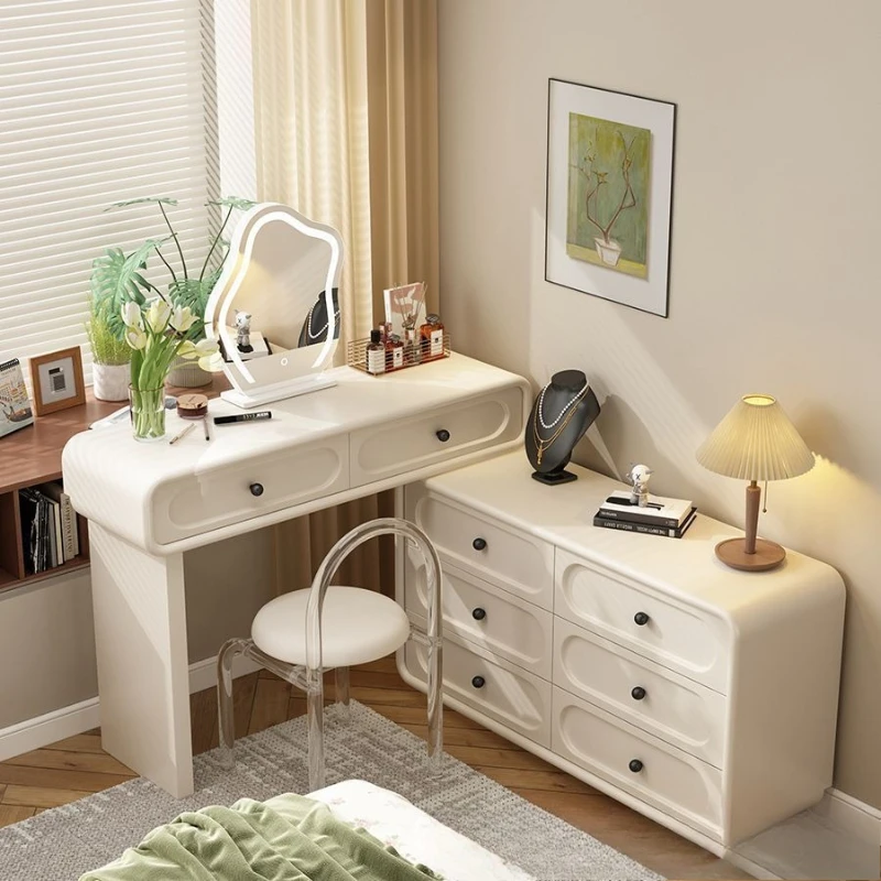 

French Cream Style Dresser Bedroom Bucket Cabinet Storage Cabinet Light Luxury Makeup Table Jewelry Storage