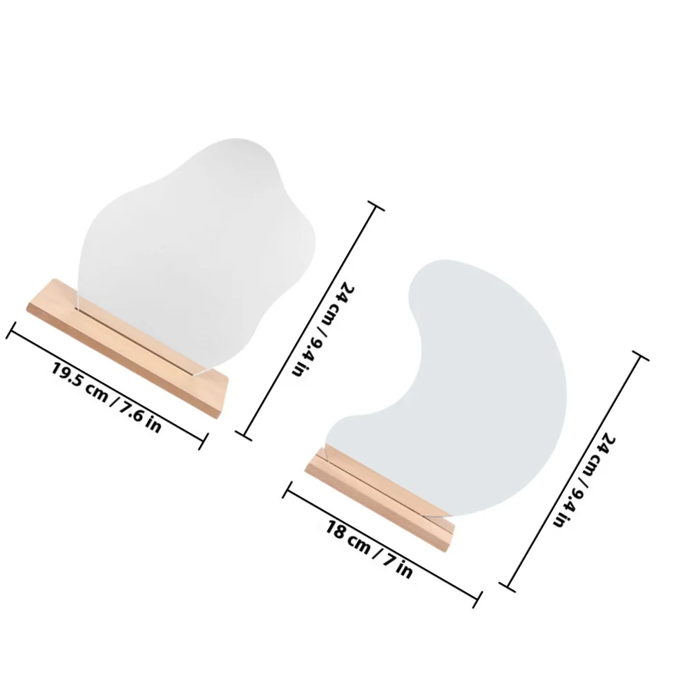 2 stuks make-upspiegels frameloze desktopspiegels houten standaard stabiele basis kaptafelspiegel voor slaapkamer make-up gebruik