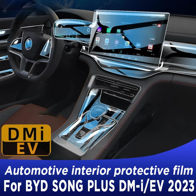 

For BYD SONG PLUS DMi 2022 2023 Car Multimedia screen Center Gear Panel Transparent TPU Automotive Interior Protective Film