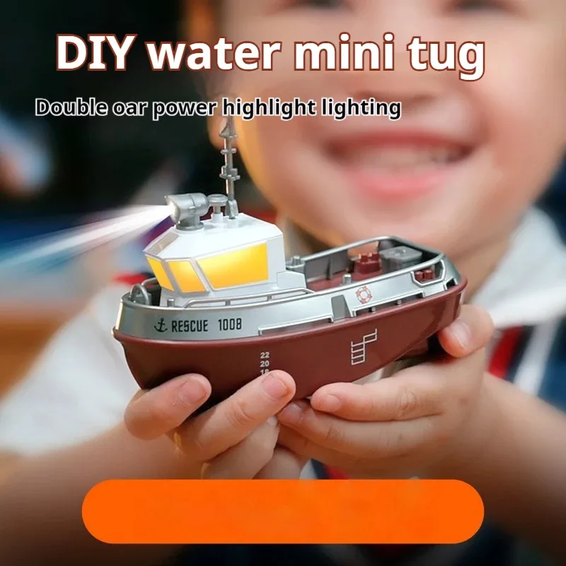 1/32 RC holownik s820 mini łódź 2.4G podwójne silniki zdalnie sterowany statek elektryczny model jednostki pływającej z oświetleniem LED na prezent dla dzieci