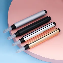 3ml Gold/Silver/Matte Black Twist Pens Empty Lip Gloss Pen Silicone Brush Tip Cosmetic Acne Oil Container Concealer Tube