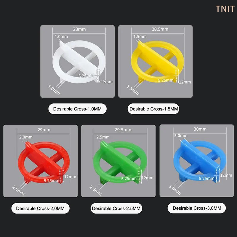[J] 100PcsTile Leveling System Clips Spacers Wedge For Floor Wall Tile Installation With Plastic Sizes 1 To 3mm