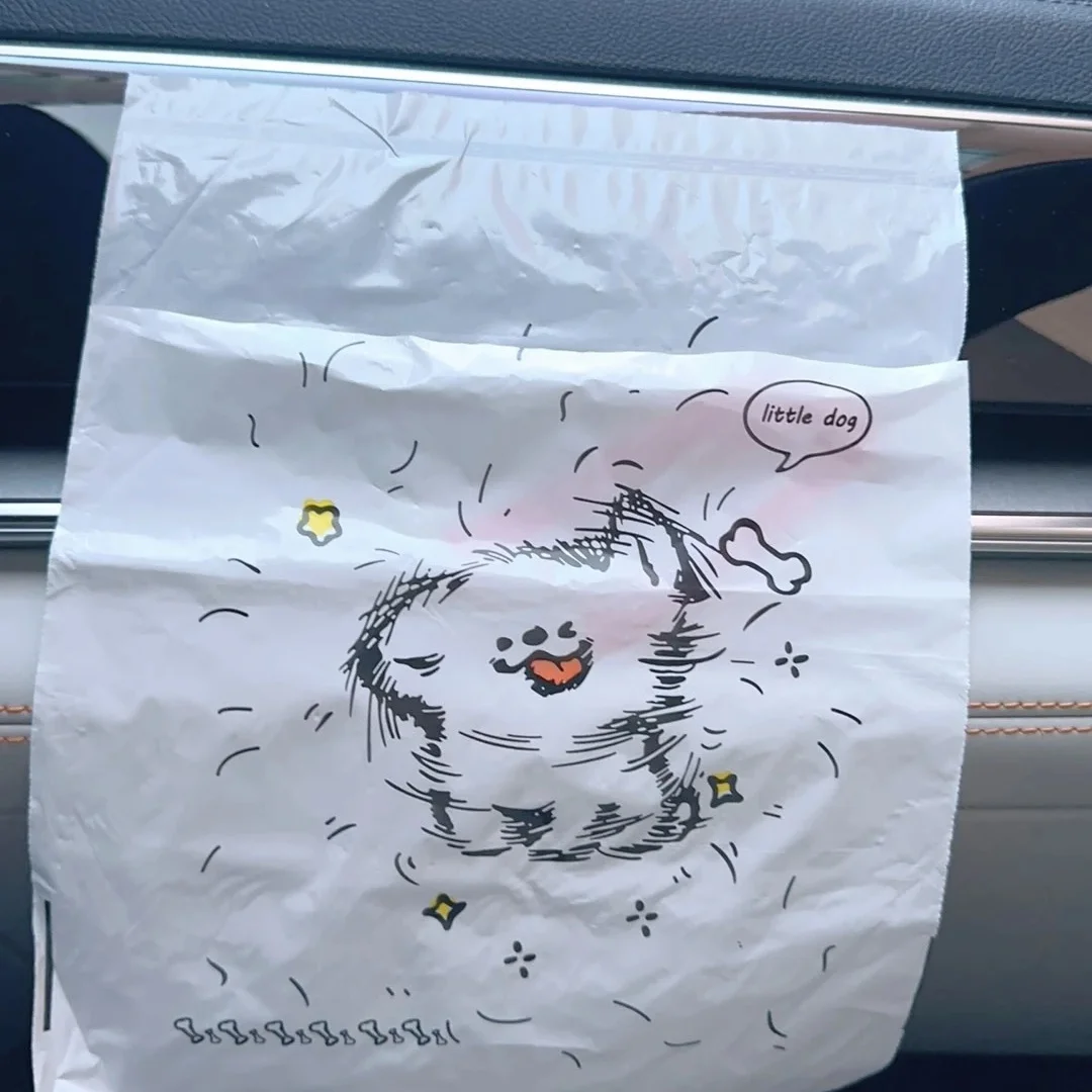 60/30 Pieces of Random Designs, Car Trash Bags with Puppy Patterns, Adhesive Car Trash Bags, Cute Disposable Desktop Trash Bags, Halloween and Christmas Gifts