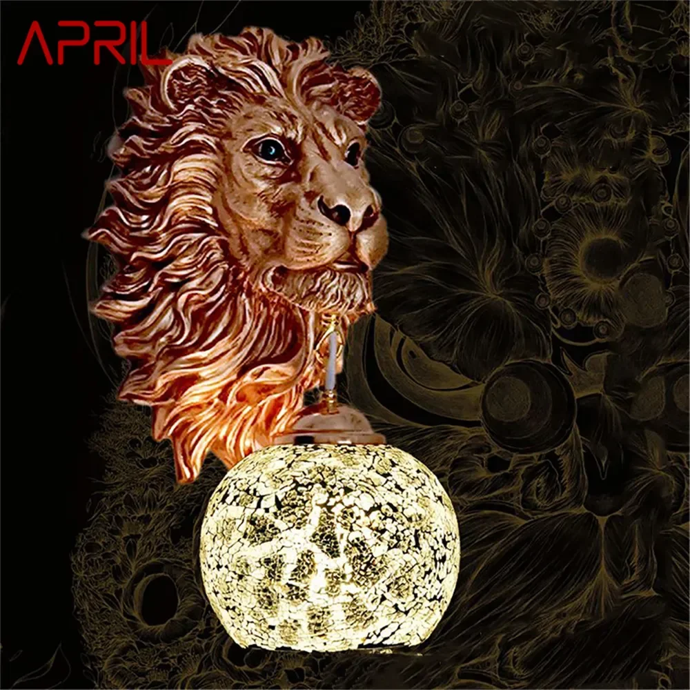 APRIL Contemporary Lion Wall Lamp Retro Creative Living Room Bedroom Bar Cafe Western Restaurant Aisle Decoration Wall Light