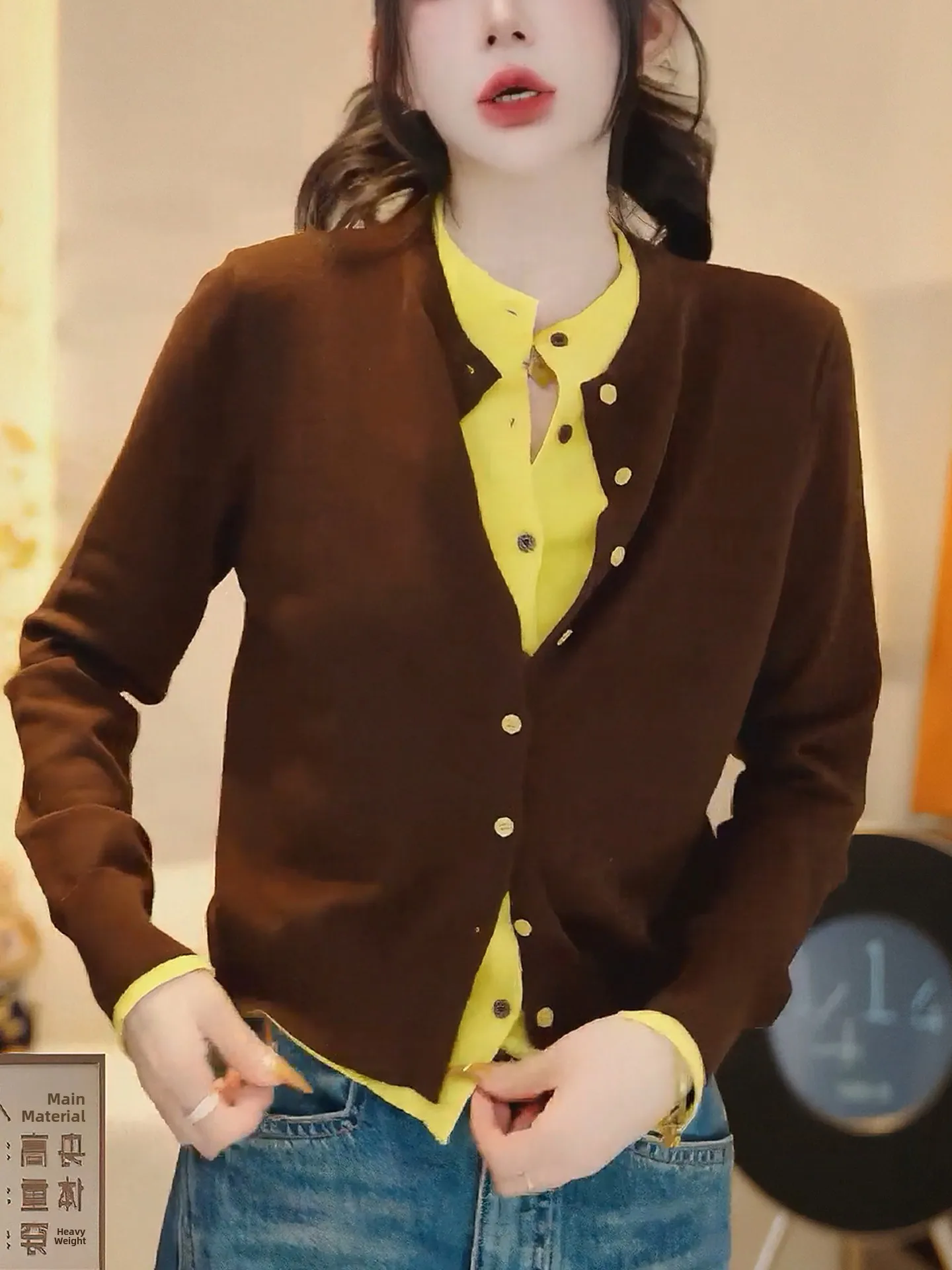 

Retro round Ne Color Blo Knitted Long Sve Base irt Casual Autumn Leisure Knitwear Faionable Spring Autumn Seasonal...