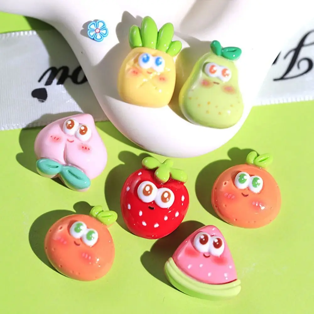 20pcs Cartoon Fruit Resin Slime Charms Flatback Scrapbooking for Croc Shoes Accessories Cream Gel Colorful Phone Case Decor