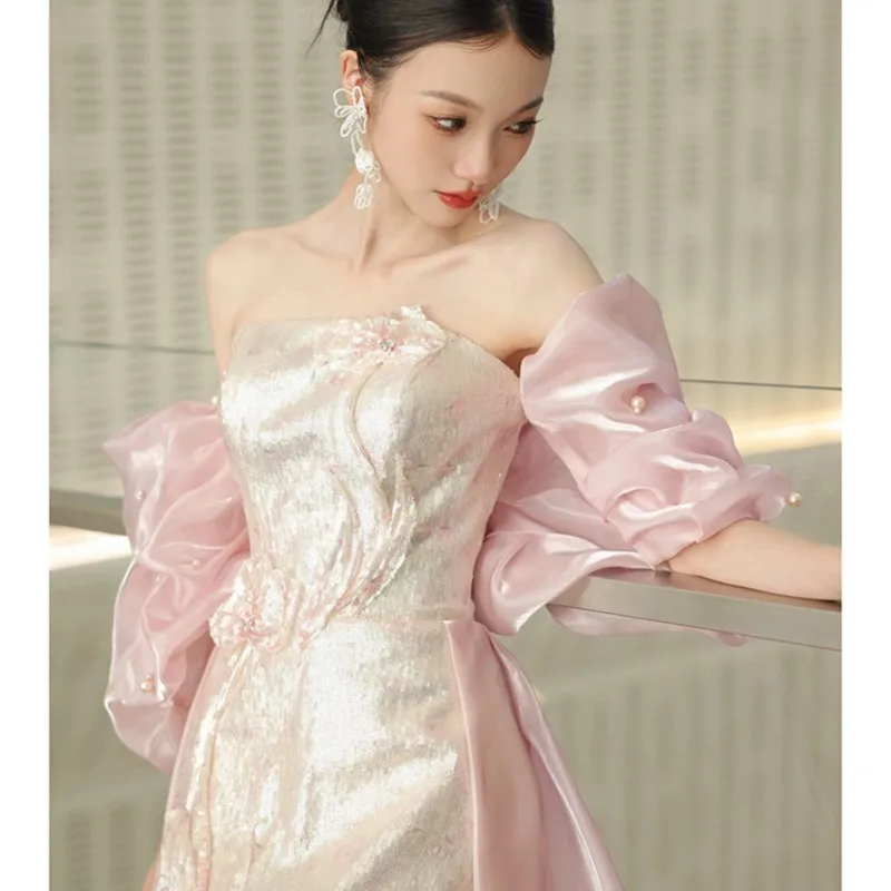 الوردي خارج خزانة مأدبة خفيفة فاخرة الصدر الفن اختبار نمط نخب اللباس #3