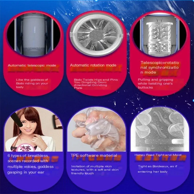 Leten Male Masturbator Japanese AV Star Vagina Model,Thrusting Rotation Piston Moaning Sex Machine Toys For Men