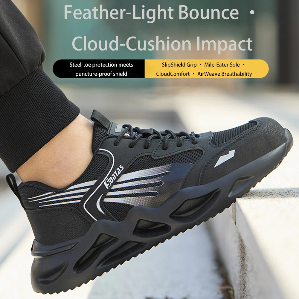 ArmorToe Men's Airflow Steel Toe Safety Shoes Lightweight Puncture Proof Soft Sole Insulated Work Non-Slip #Armor3003