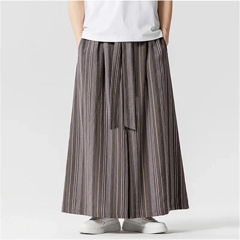 

Поп-летние полосатые широкие брюки мужские легкие свободные повседневные брюки на шнурке мужские хип-хоп уличная одежда прямые полная длина Trou