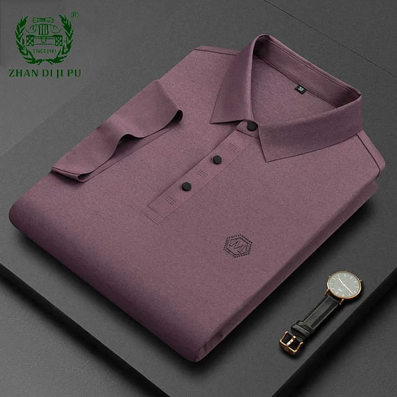 

Fashion High Quality Polo Shirts Mens Letter Embroid Lapel Tops Business Casual Cotton Solid Color Loose Short Sleeve Tees Male