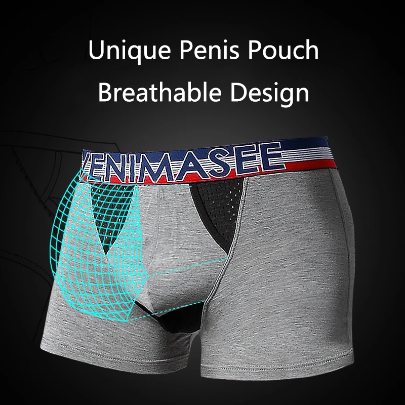 Man Big Penis Hole Pouch Boxers Independent Pocket Sexy Lingerie Scrotum Breathable Gay Underwear Bulge U-Convex Sexy Panties