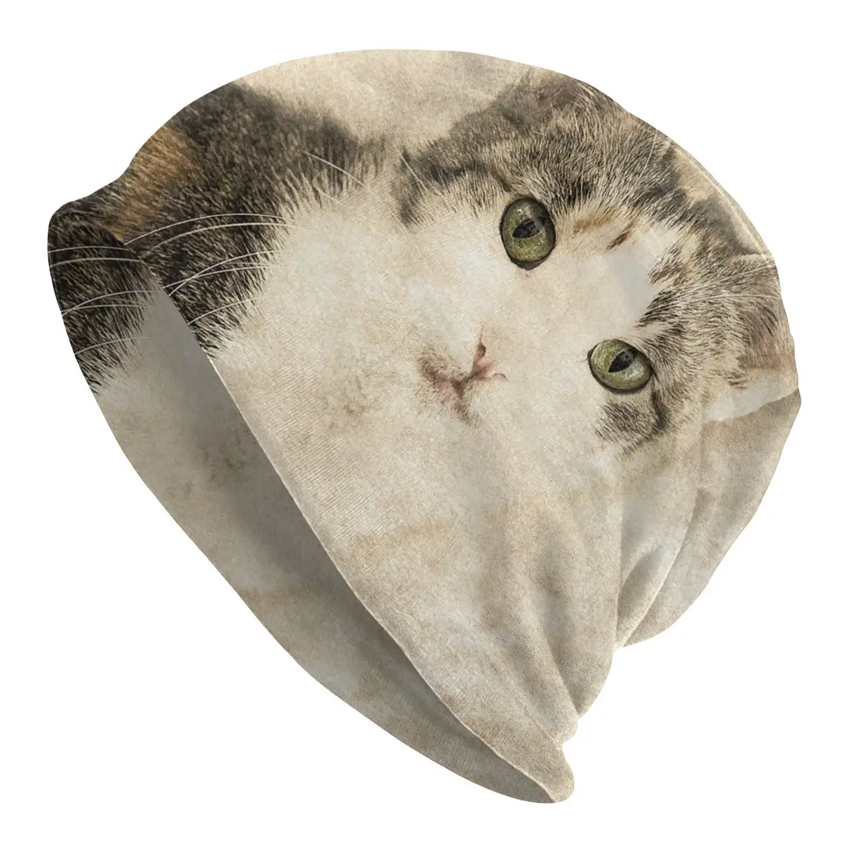 Cat Cute Drawing Unisex Bonnet Winter Warm Hiking Hats Double Layer Thin Hat Breathable Caps