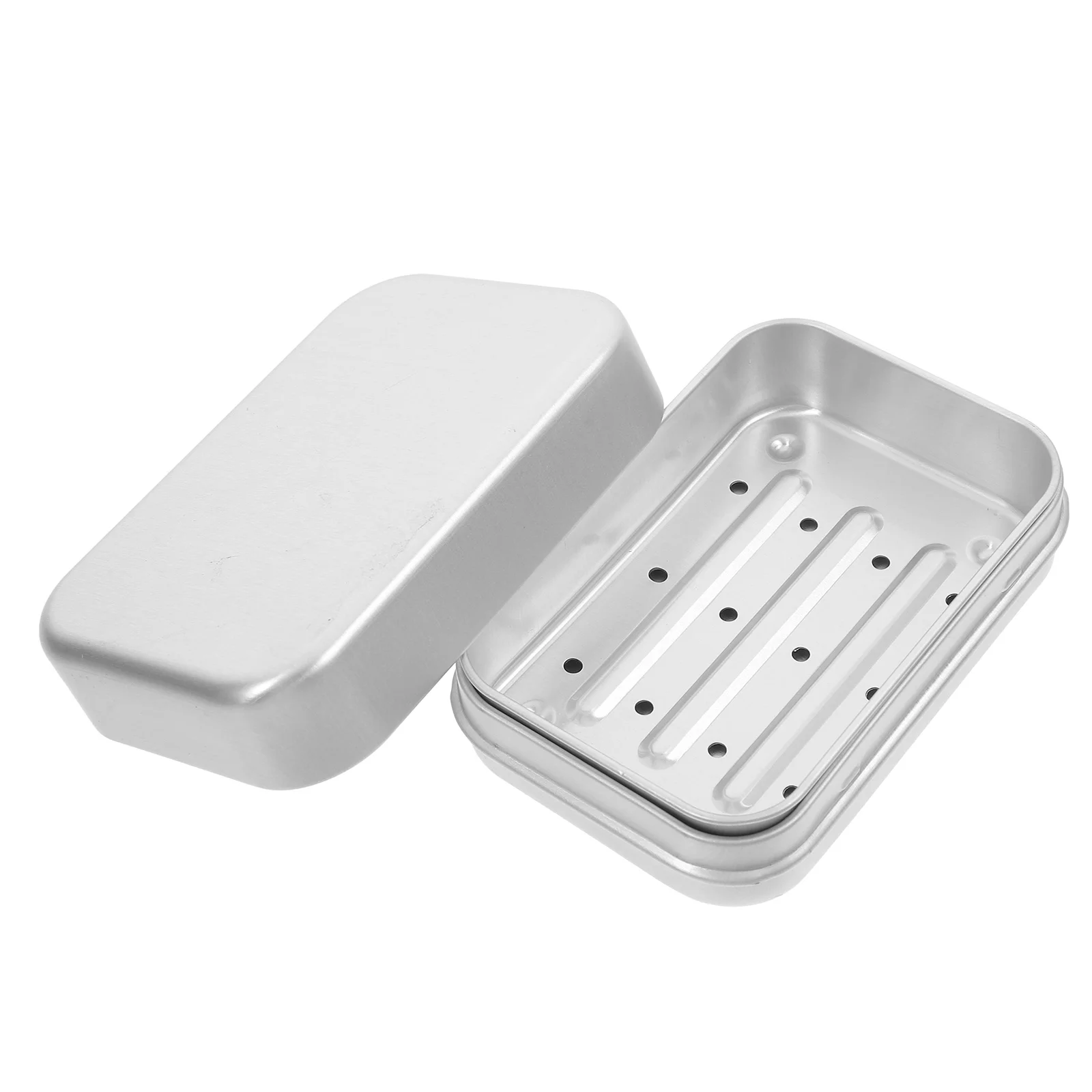 Bar of Soap Holder Box Bathroom Supply Dish Travel Case Silver Tray Portable Container