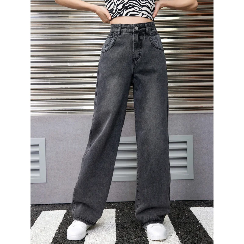 

Women jeans Spring and Autumn Tall Plus Size Zebra Pattern Patchwork Design insExtra Long Floor-Length Jeans