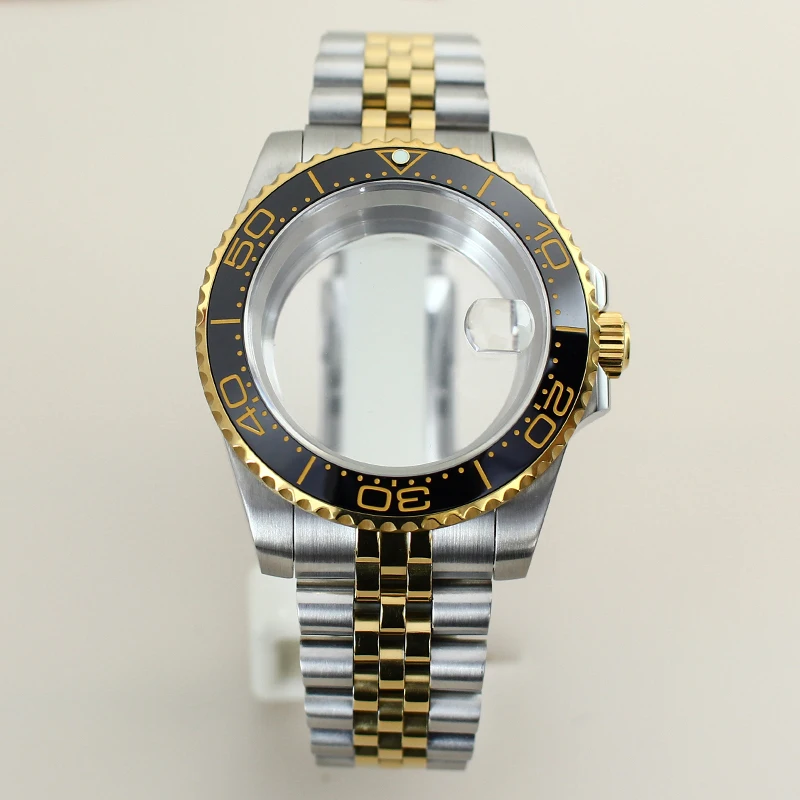 Diver 40MM Two Tone Watch Case 5-link Bracelet Ceramic Bezel For GMT SUB Yacht NH35 NH36 NH38 NH34 Miyota8215 ETA2824 28.5mmDial
