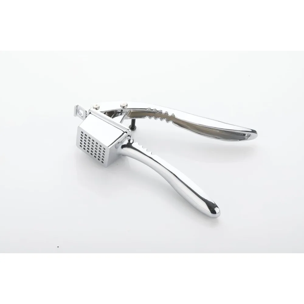 Garlic Press Set, Stainless Steel Garlic Crusher & Mincer Tool with Ergonomic Soft Handle, Easy-Squeeze Design, Includes Silicone Garlic Peeler Tube & Cleaning Brush, Silver