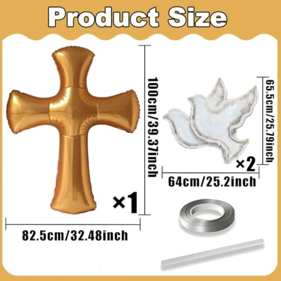 1 قطعة جامبو 44 الذهب الأحمر الصليب بالون 2 قطعة الليزر لامعة حمامة احباط بالونات لعيد الفصح حفلة عيد الميلاد صالح بالتواصل حفلة المعمودية #2