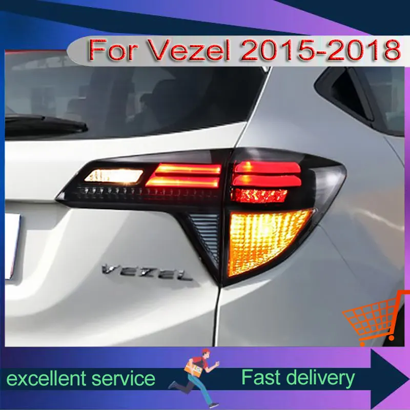 LED Car Taillights For Honda Vezel HRV HR-V 2015-2018 Modification Rear Light With Running Brake Lamps Automobile Accessories