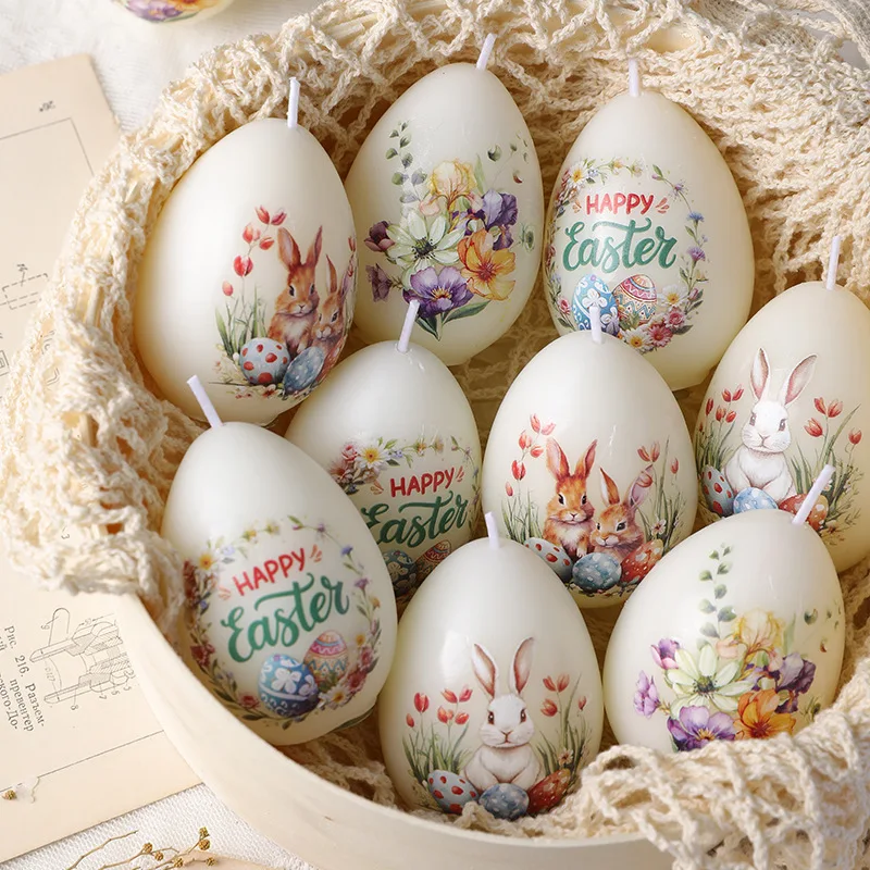 Easter eggshell scented candle. Easter egg decoration gifts. animal print scented candle