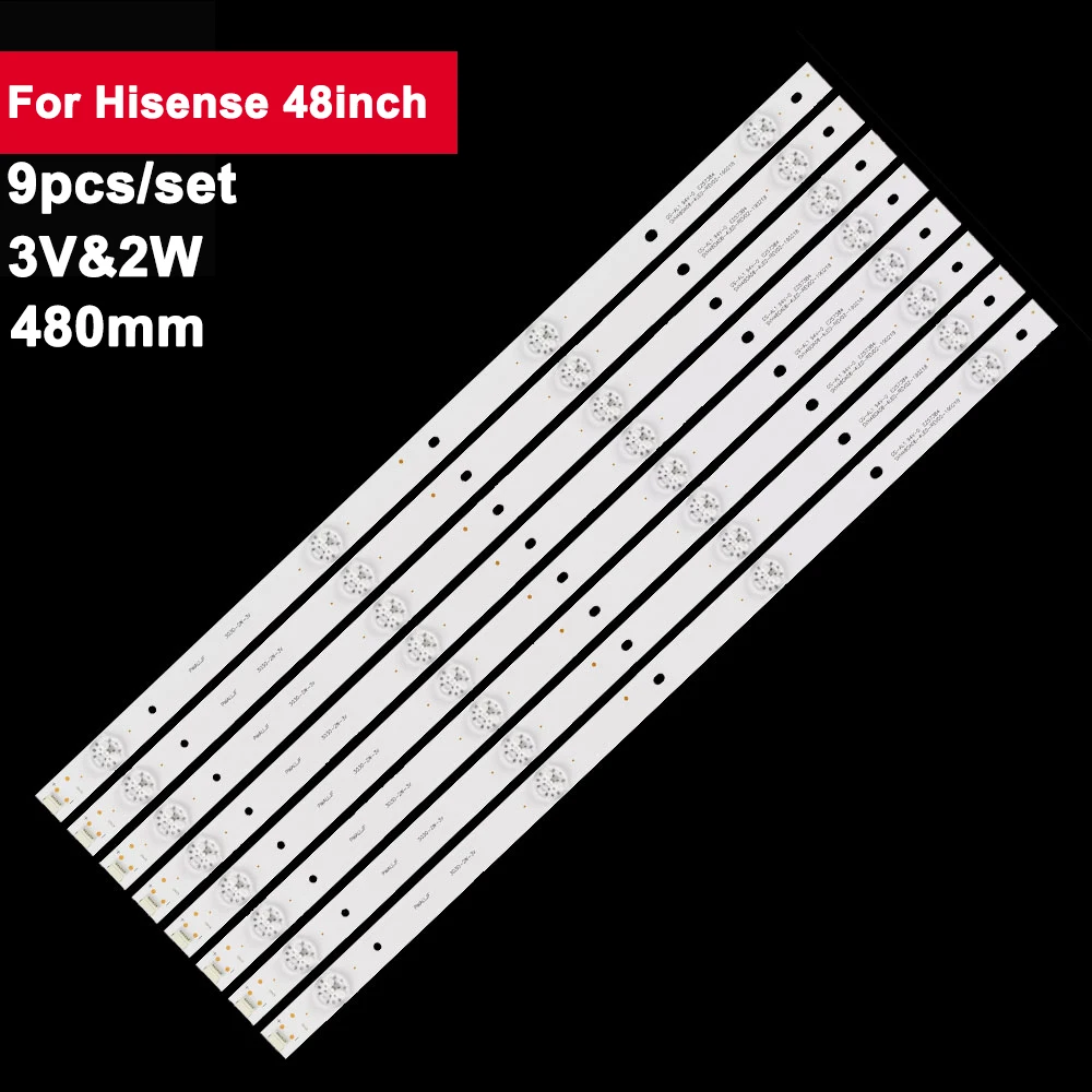 

5SET 48in 480mm LED Backlight TV Strip for Hisense 4led 3V2W 48K300U HD480DF-E82\S0 LED48EC520UA LED48K300U 48K220PW LED48EC290N