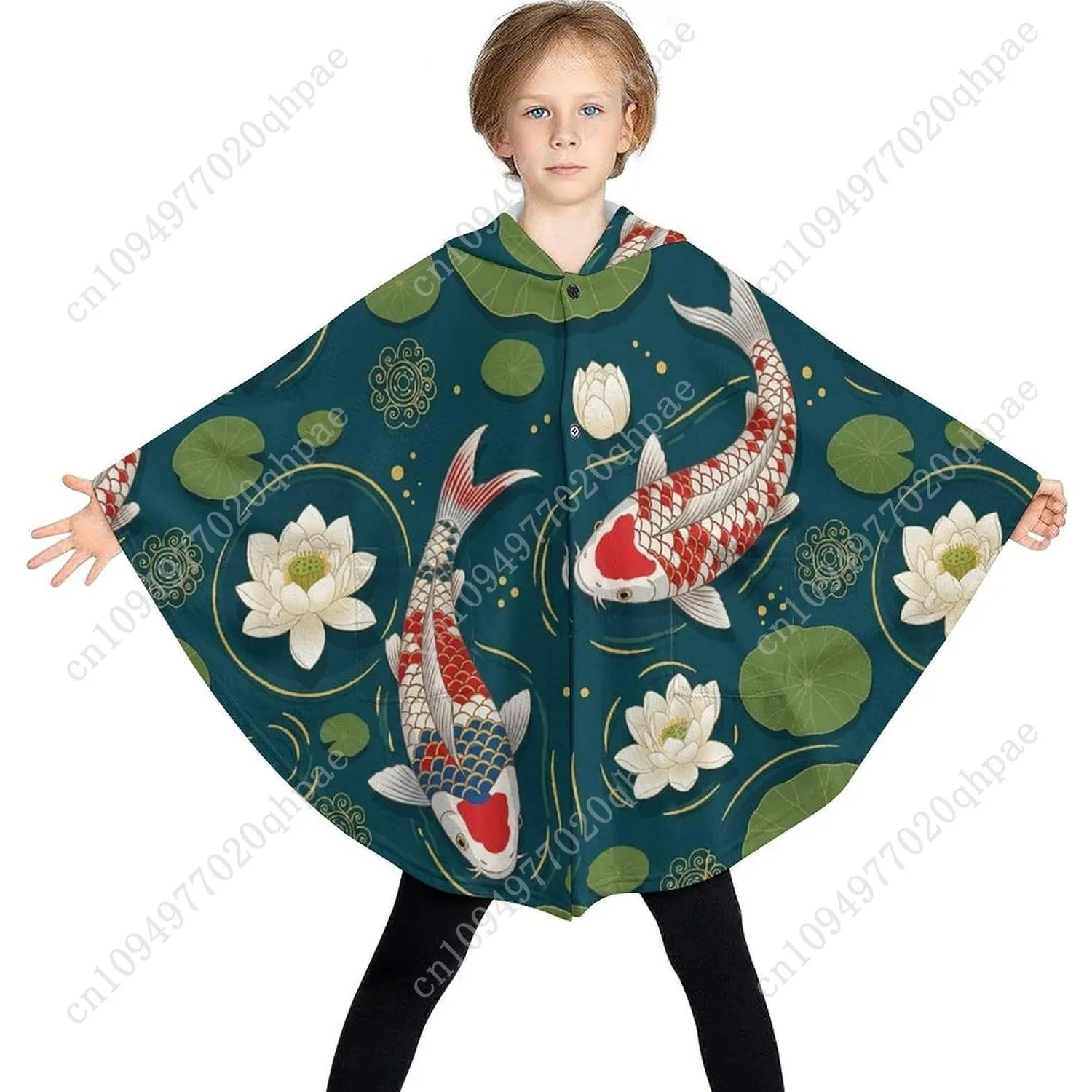 سترة بطانية مريحة من الفلانيل، سترة بغطاء للرأس كبيرة الحجم من كوي فورز مع جيوب للأطفال والمراهقين #3