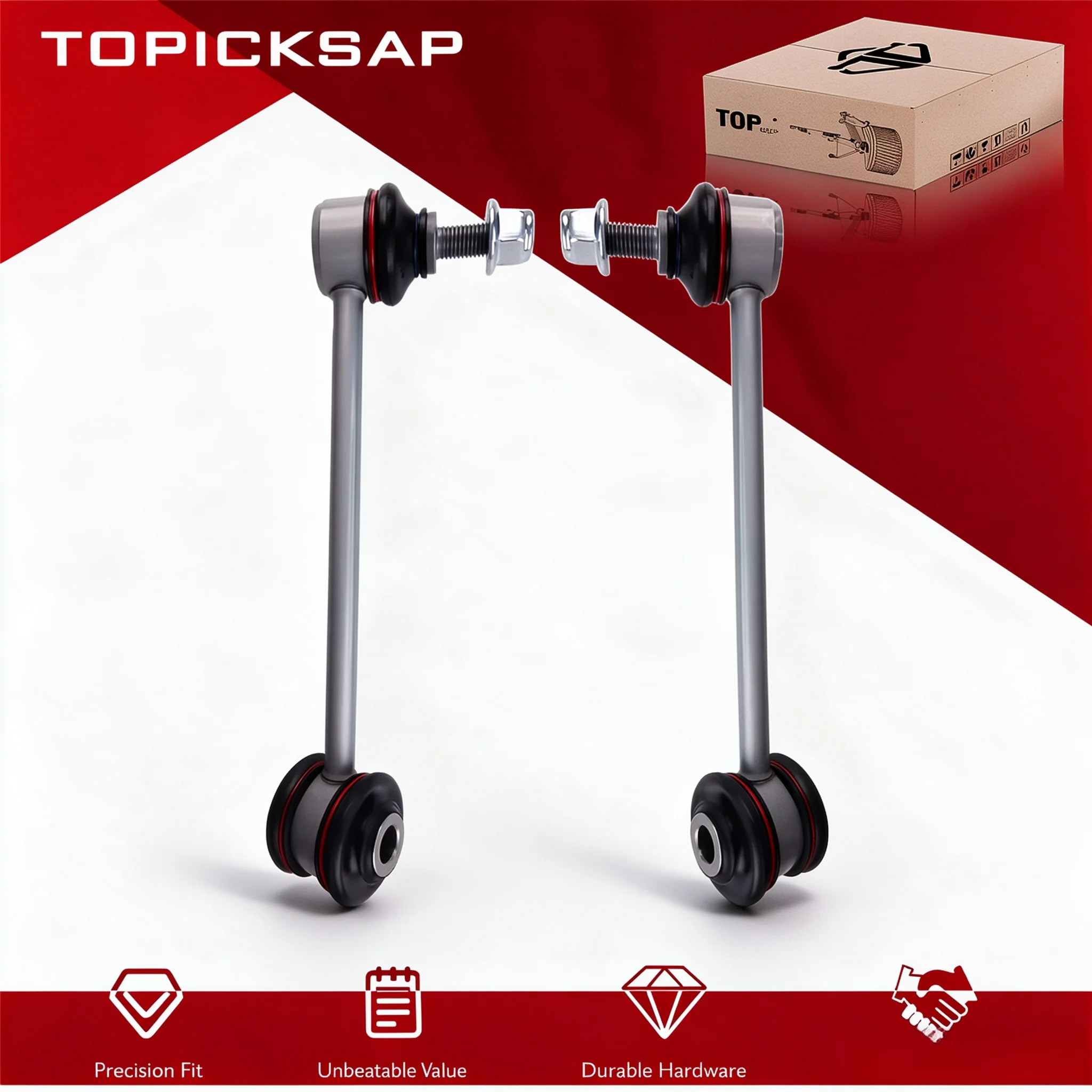 TOPICKSAP 2Pcs Rear Sway Bar End Link & Ball Joint Kit for Maserati Levante M161 2017-2022 Suspension 670038692