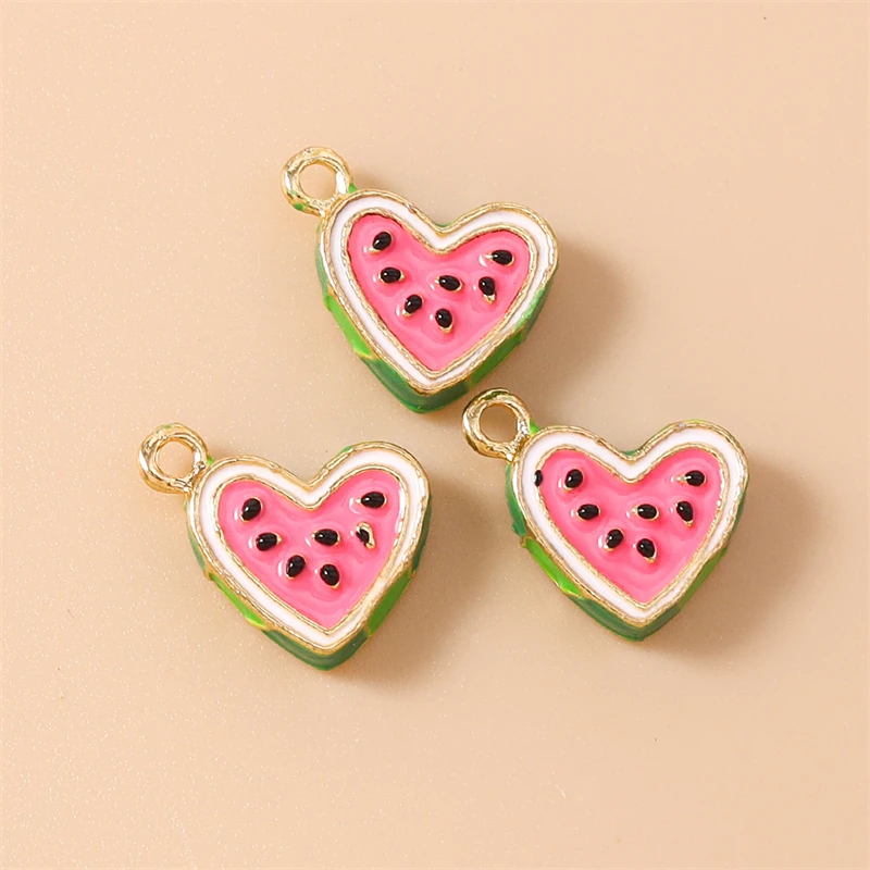 5 Stück Niedliche 3D Emaille Lebensmittel-Anhänger (Banane, Wassermelone, Mais) für Schmuckherstellung, Halsketten, Ohrringe, DIY-Bastelzubehör – Detail 5