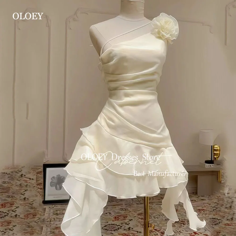 

OLOEY Fairy 3D Followers Prom Dress Strapless Pleat Mini-length Above The Knee Birthday Party Dress Summer Dress