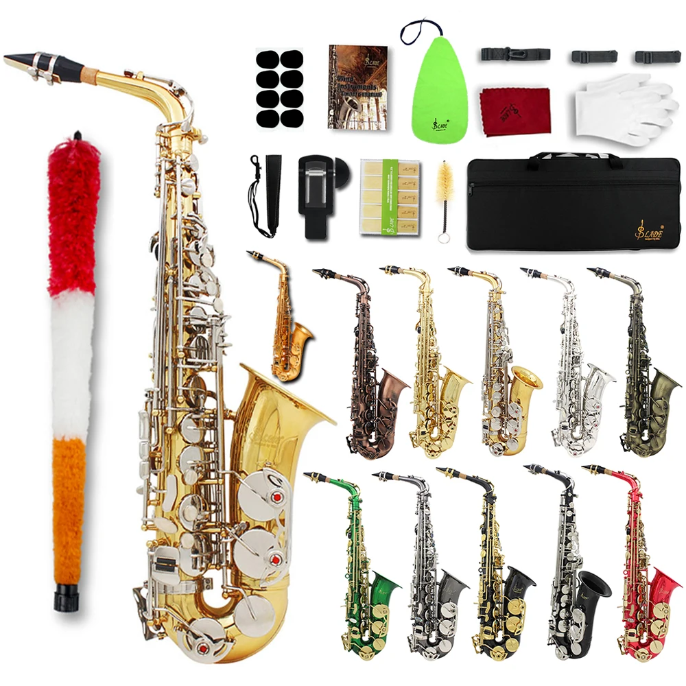 

SLADE Alto Saxophone Eb Professional Woodwind Instrument Brass Gold Lacquer Eb E Flat Alto Sax With Case Parts & Accessories