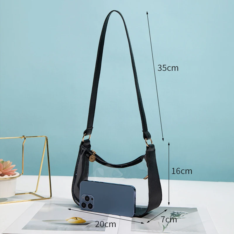 Clear Jelly Shoulder Bag For Women Y2K Small Zipper Underarm Purses Fashion Handbag