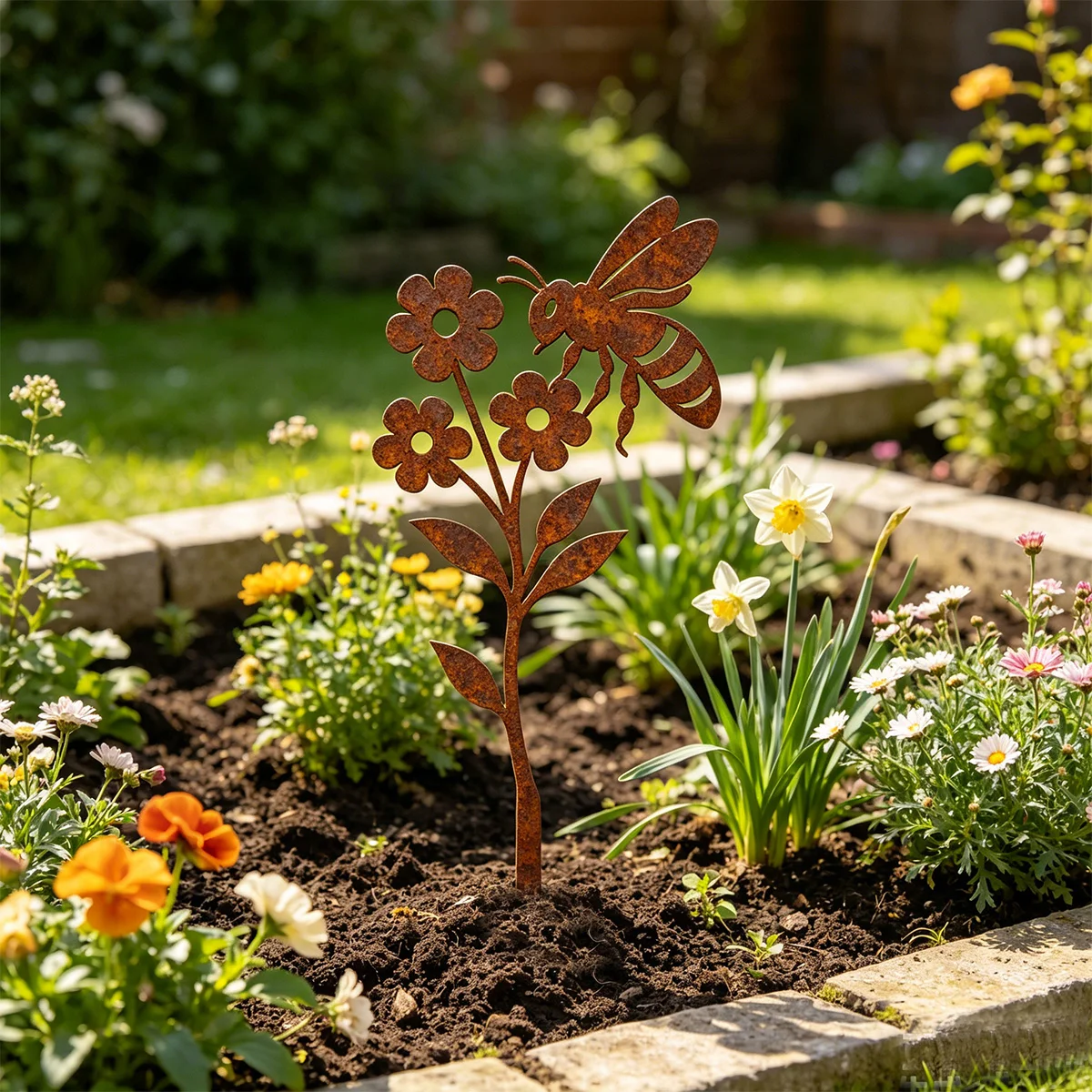 1Pc Wrought Iron Garden Decoration Stake, Outdoor Decoration, Yard Decoration, Suitable for Placing in the Garden, Flower Bed, or Lawn, as a Decorative Feature to Add Depth and Artistic Flair to the Scene.