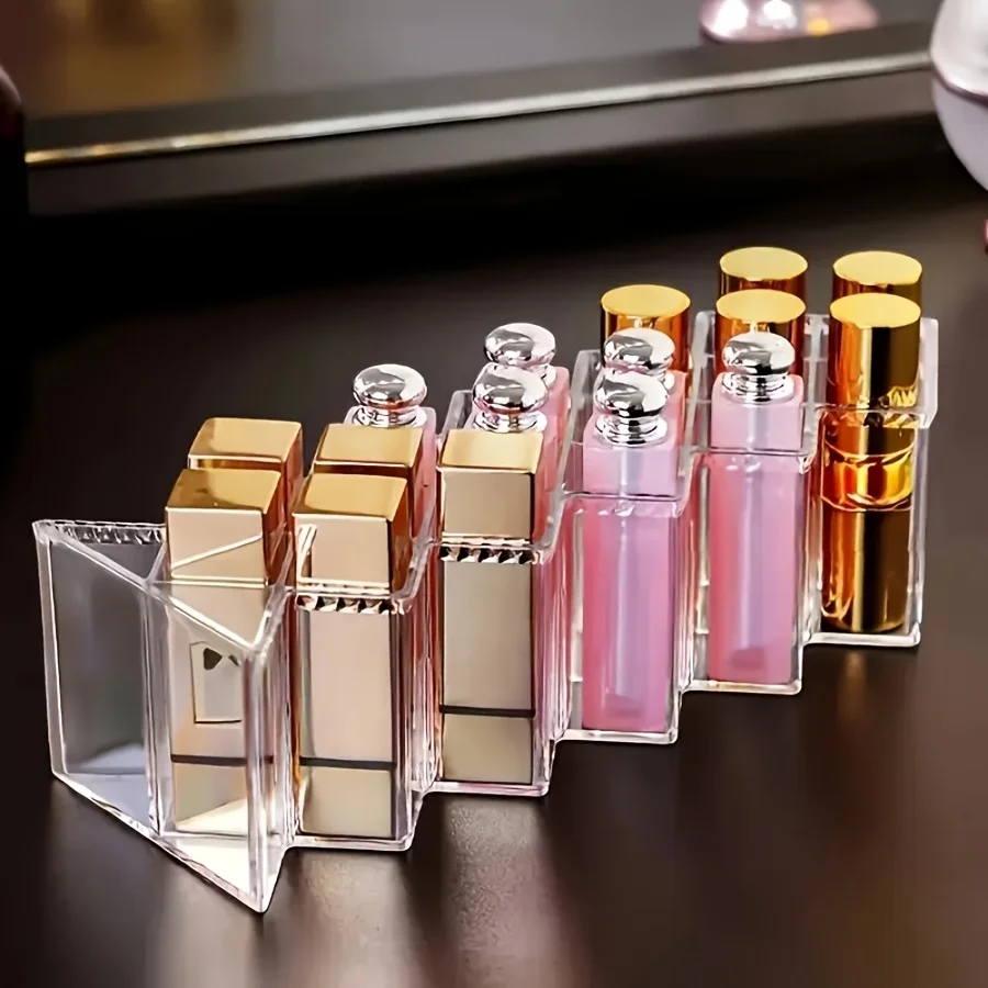 魚の形をした口紅オーガナイザー、複数の化粧品オーガナイザーを積み重ね可能、口紅16本収納可能、バレンタインデーの理想的な贈り物