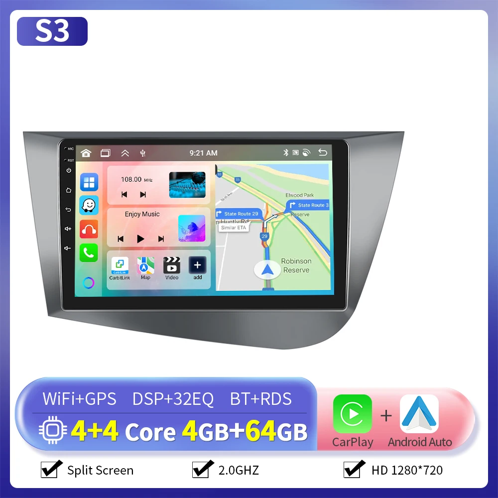 Camecho 6 + 128G Auto Radio Für SEAT LEON 2005-2012 (LHD) drahtlose CarPlay Android Auto Auto Intelligente Systeme 2 Din Autoradio GPS 5