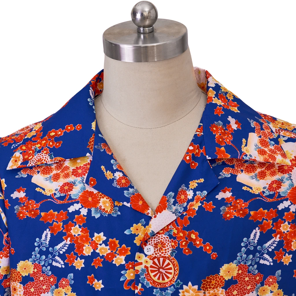 

Movie Rom Hawaiian Shirt Cosplay Costume Leonardo Cos Dicaprio Flower Shirt Men's Summer Top Outfits