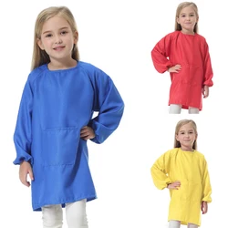 Kids Painting Apron Anti Fouling Cover Front Pocket Anti Dirt DIY Drawing Smock Long Sleeve Chilrden Apron Waterproof Cooking