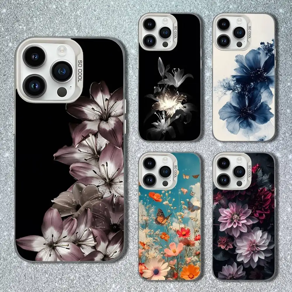 

Cute Flower Art Painting Phone Case For iPhone 13,15,14,16,12,11,Mini,MAXXS,Pro,SE, White Matte Shockproof Cover